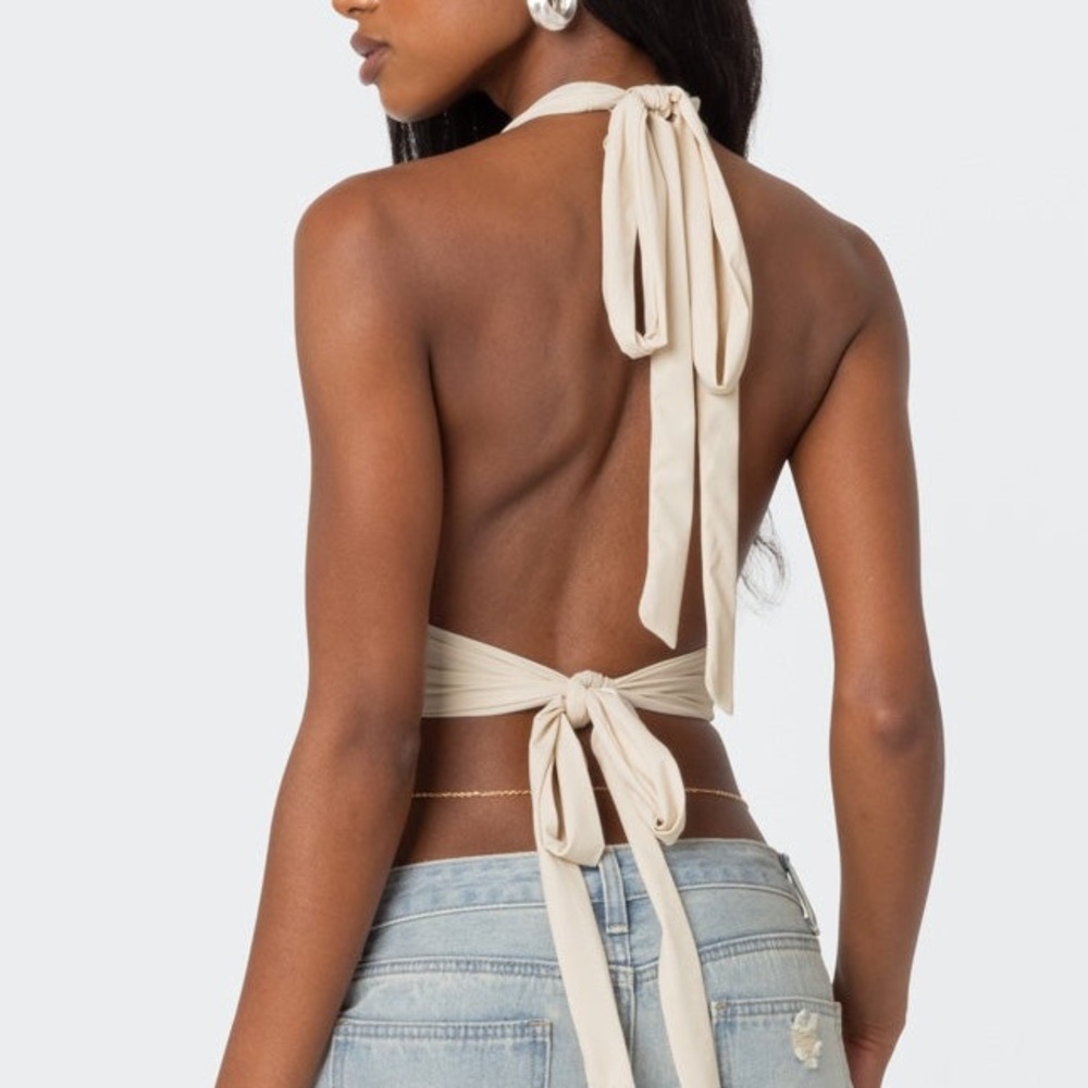 Open Back Triangle Halter Top - Picture 2 of 4